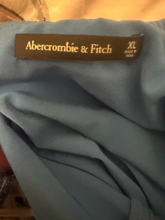 Abercrombie and Fitch Blue Tie Strap Maxi Dress Size XL Flutter Sleeve Summer - Picture 4 of 5